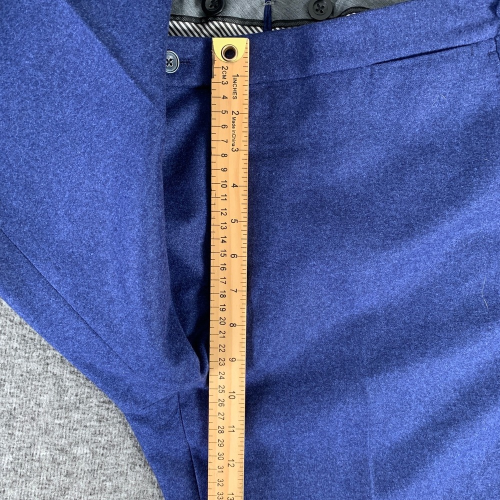Vitale Baberis Canonico Wool Pant Men 36x30 Side Adjusters Flannel Luxury Blue - Picture 8 of 13